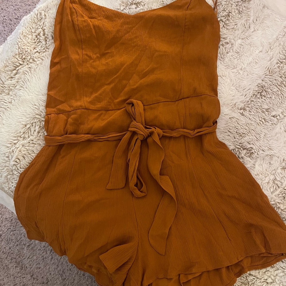 Rust Orange Sleeveless Romper
